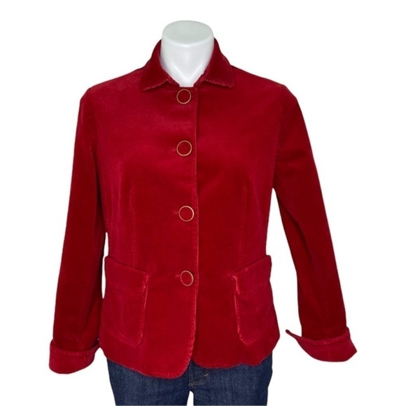 Talbots Women's Corduroy Red Career Blazer Jacket Size 8p - Picture 1 of 7